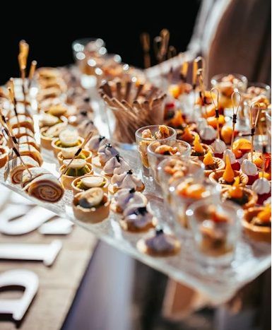 Canapés on a tiered tasting display