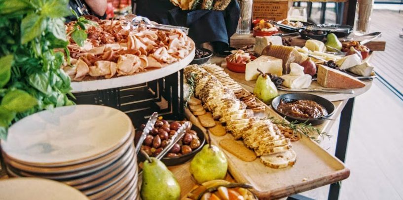A generous corporate buffet spread
